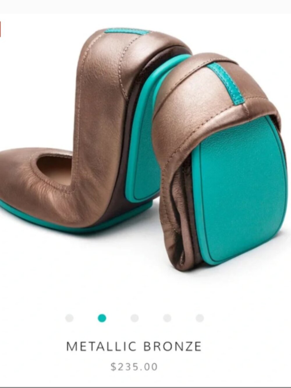 Tieks by Gavrieli Foldable Metallic Bronze Leather Ballet Flats Teal Accents 6 - Picture 12 of 14